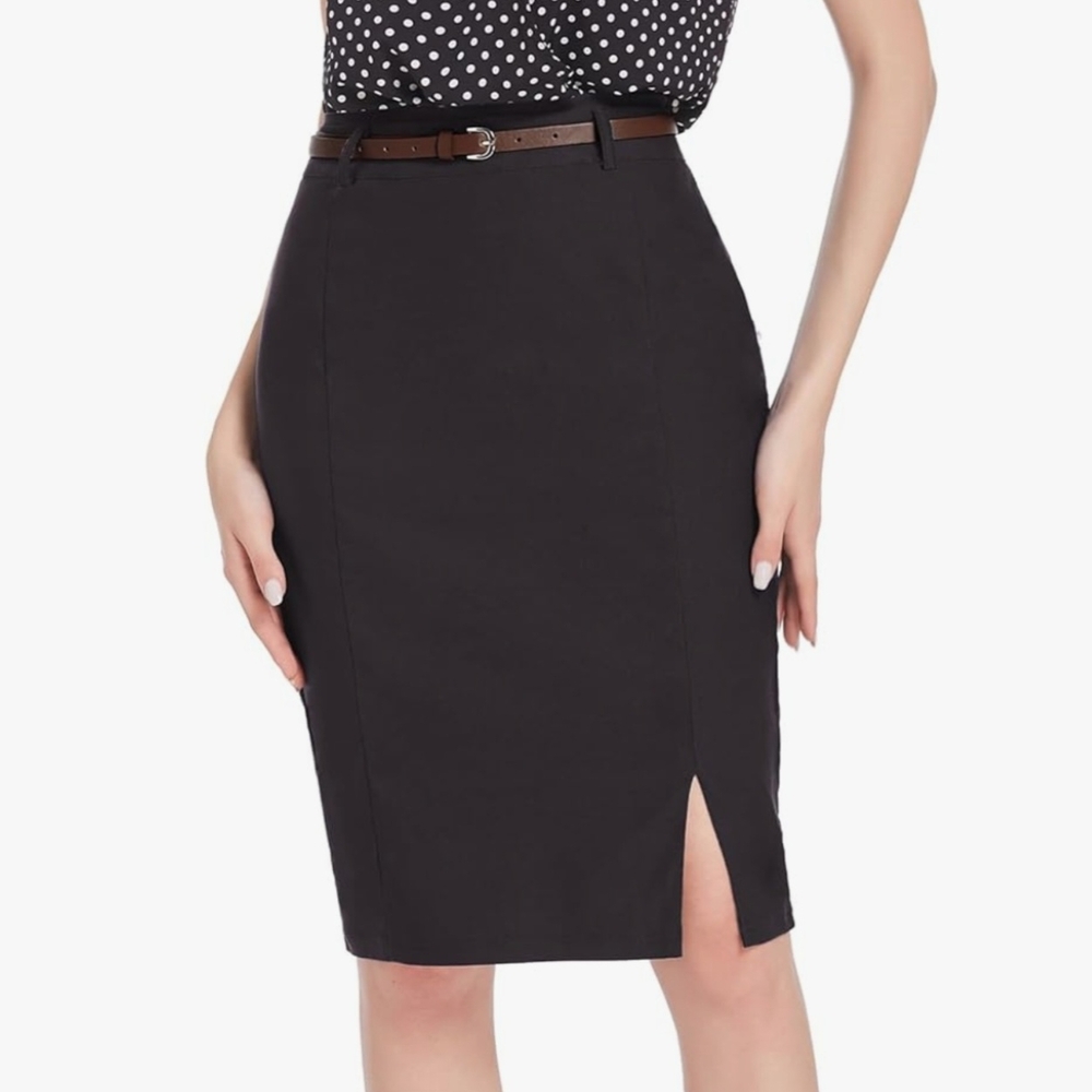 Kate Kasin Elegant Bodycon Pencil Skirt, Black, XXL